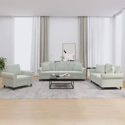 The Living Store Sedežna garnitura 3-delna z vzglavniki svetlo siv žamet - Sedežna Garnitura