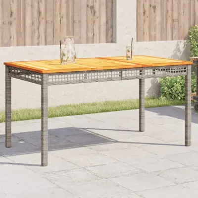 The Living Store Vrtna miza siva 140x80x75 cm poli ratan in akacijev les - Vrtna Miza