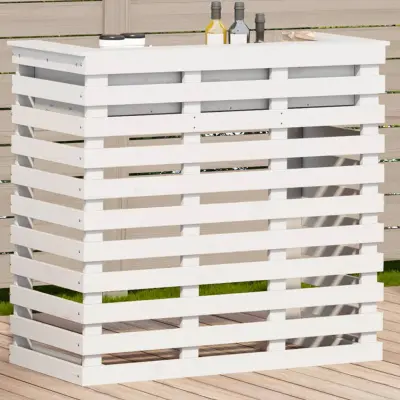 The Living Store Zunanja barska miza bela 113,5x50x103 cm trdna borovina - Zunanja Barska Miza