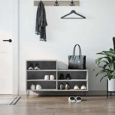 The Living Store Omarica za čevlje betonsko siva 102x36x60 cm inženirski les - Omarica Za Čevlje