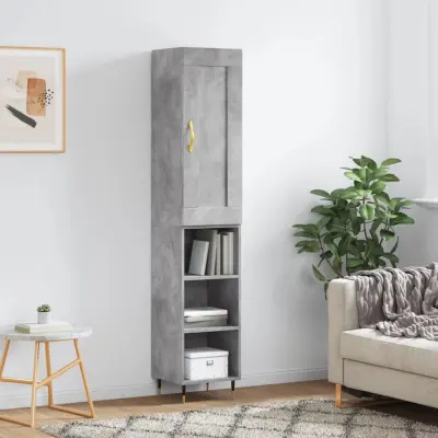 The Living Store Visoka omara betonsko siva 34,5x34x180 cm inženirski les - Visoka Omara