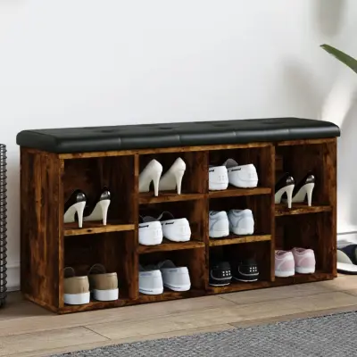 The Living Store Klop za čevlje dimljen hrast 102x32x50 cm inženirski les - Klop Za Čevlje
