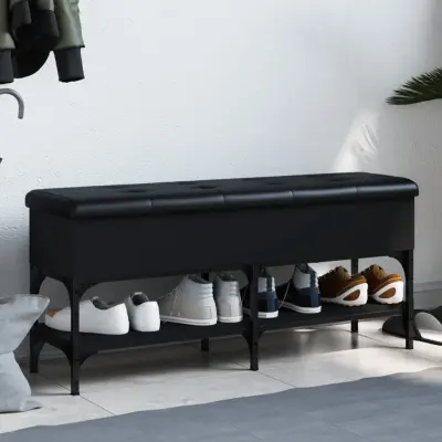 The Living Store Klop za čevlje črna 102x32x45 cm inženirski les - Klop Za Čevlje