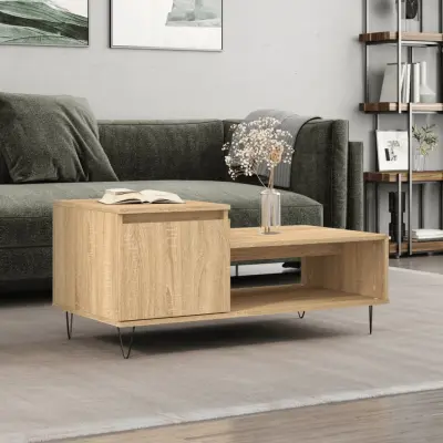 The Living Store Klubska mizica sonoma hrast 100x50x45 cm inženirski les - Klubska Mizica