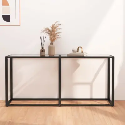 The Living Store Konzolna mizica prozorna 160x35x75,5 cm kaljeno steklo - Konzolna Mizica