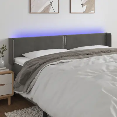 The Living Store LED posteljno vzglavje temno sivo 183x16x78/88 cm žamet - LED Vzglavje