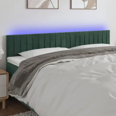 The Living Store LED posteljno vzglavje temno zeleno 200x5x78/88 cm žamet - LED Vzglavje
