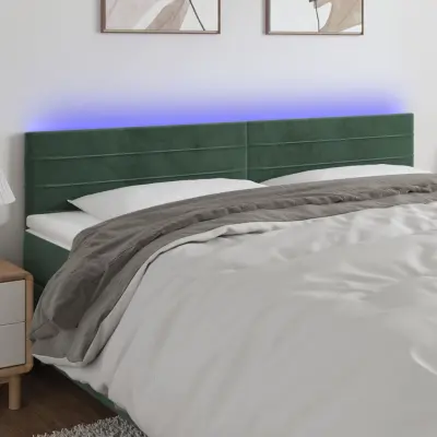 The Living Store LED posteljno vzglavje temno zeleno 180x5x78/88 cm žamet - LED Vzglavje