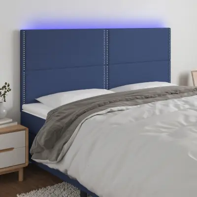 The Living Store LED posteljno vzglavje modro 180x5x118/128 cm blago - LED Vzglavje