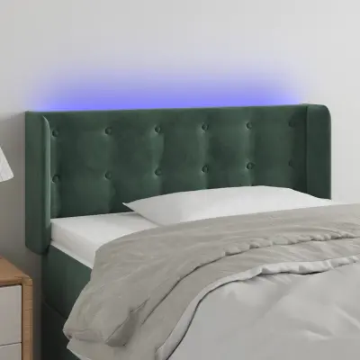The Living Store LED posteljno vzglavje temno zeleno 93x16x78/88 cm žamet - LED Vzglavje