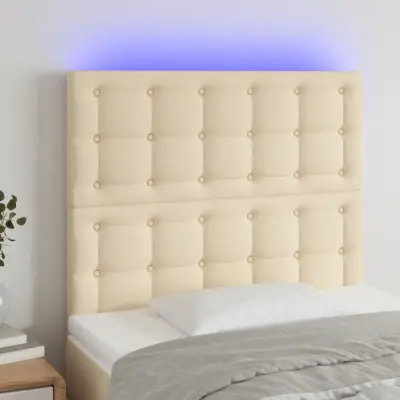 The Living Store LED posteljno vzglavje krem 80x5x118/128 cm blago - LED Vzglavje