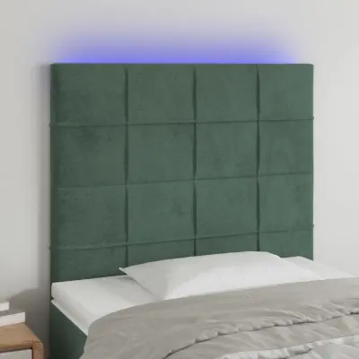 The Living Store LED posteljno vzglavje temno zeleno 90x5x118/128 cm žamet - LED Vzglavje