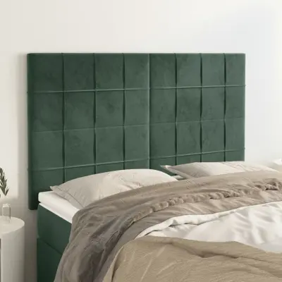 The Living Store Posteljno vzglavje 4 kosa temno zelen 72x5x78/88 cm žamet - Vzglavje