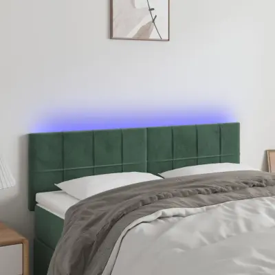 The Living Store LED posteljno vzglavje temno zeleno 144x5x78/88 cm žamet - LED Vzglavje