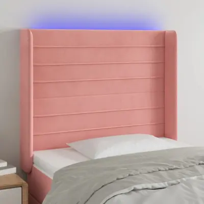 The Living Store LED posteljno vzglavje roza 93x16x118/128 cm žamet - LED Vzglavje