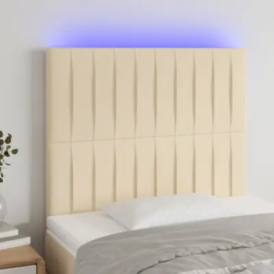 The Living Store LED posteljno vzglavje krem 80x5x118/128 cm blago - LED Vzglavje