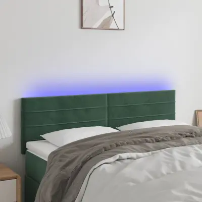 The Living Store LED posteljno vzglavje temno zeleno 144x5x78/88 cm žamet - LED Vzglavje