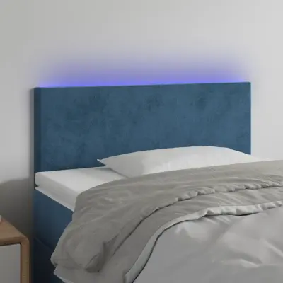 The Living Store LED posteljno vzglavje temno modro 80x5x78/88 cm žamet - LED Vzglavje