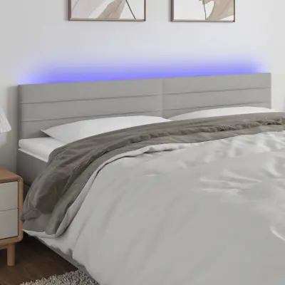 The Living Store LED posteljno vzglavje svetlo sivo 180x5x78/88 cm blago - LED Vzglavje