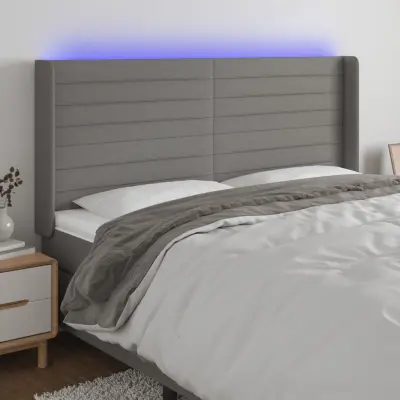 The Living Store LED posteljno vzglavje temno sivo 183x16x118/128 cm blago - LED Vzglavje