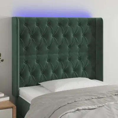 The Living Store LED posteljno vzglavje temno zeleno 93x16x118/128 cm žamet - LED Vzglavje