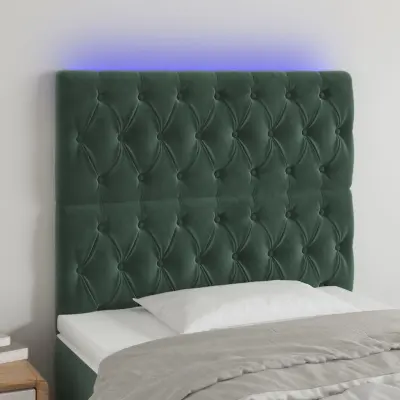 The Living Store LED posteljno vzglavje temno zeleno 90x7x118/128 cm žamet - LED Vzglavje