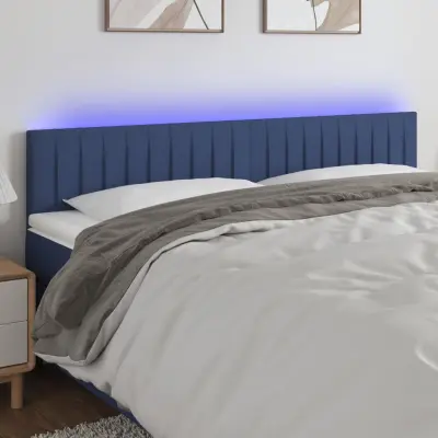The Living Store LED posteljno vzglavje modro 160x5x78/88 cm blago - LED Vzglavje