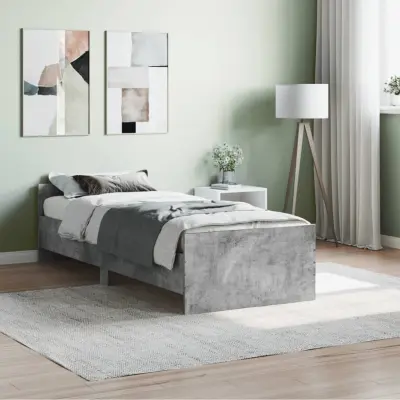 The Living Store Posteljni okvir betonsko siv 75x190 cm inženirski les - Posteljni Okvir