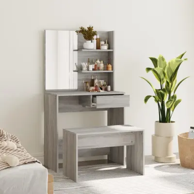 The Living Store Toaletna mizica komplet siva sonoma 74,5x40x141 cm - Komplet Toaletnih Mizic