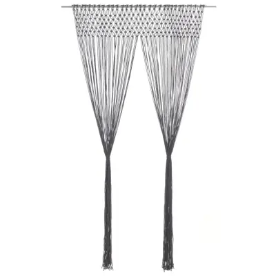 The Living Store Zavesa makrame antracitna 140x240 cm bombaž - Zavesa