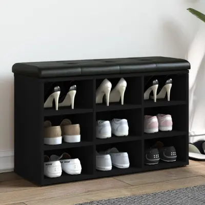 The Living Store Klop za čevlje črna 82x32x50 cm inženirski les - Klop Za Čevlje
