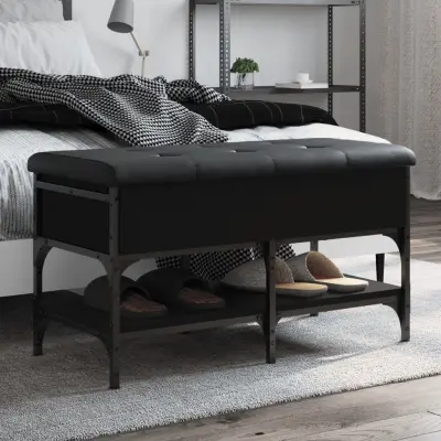 The Living Store Klop za čevlje črna 82x42x45 cm inženirski les - Klop Za Čevlje