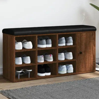 The Living Store Klop za čevlje rjavi hrast 102x32x50 cm inženirski les - Klop Za Čevlje