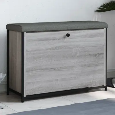 The Living Store Klop za čevlje s preklopnim predalom siva sonoma 82x32x56 cm - Klop Za Čevlje