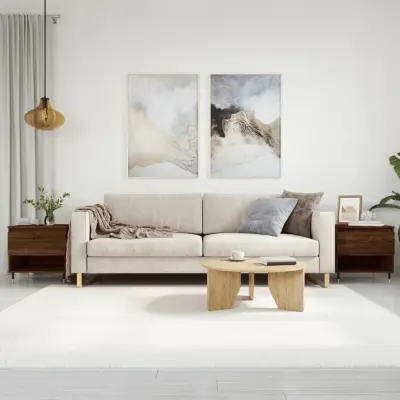 The Living Store Klubska mizica 2 kosa rjav hrast 50x46x50 cm inženirski les - Klubska Mizica