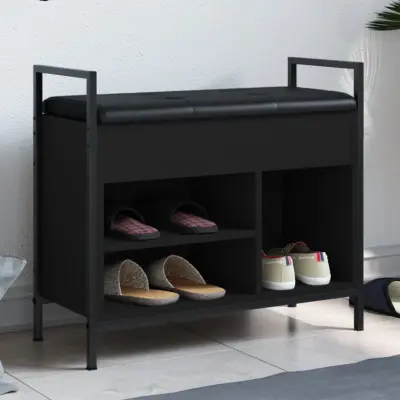 The Living Store Klop za čevlje črna 65,5x32x57,5 cm inženirski les - Klop Za Čevlje
