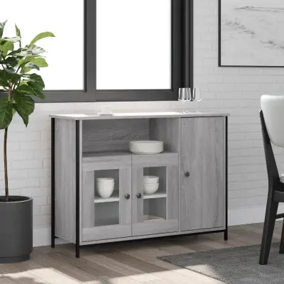 The Living Store Komoda siva sonoma 100x35x75 cm inženirski les - Komoda