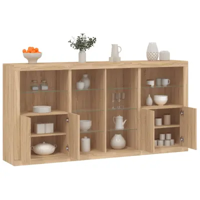 The Living Store Komoda z LED lučkami sonoma hrast 202x37x100 cm - Komoda