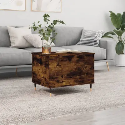 The Living Store Klubska mizica dimljeni hrast 60x44,5x45 cm inženirski les - Klubska Mizica