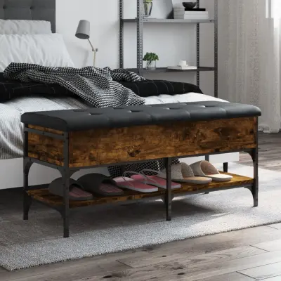 The Living Store Klop za čevlje dimljen hrast 102x42x45 cm inženirski les - Klop Za Čevlje