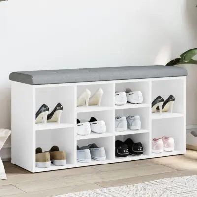 The Living Store Klop za čevlje bela 102x32x50 cm inženirski les - Klop Za Čevlje