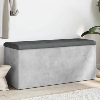 The Living Store Klop za shranjevanje betonska siva 102x42x45 cm inženirski les - Klop Za Shranjevanje