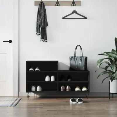 The Living Store Omarica za čevlje črna 102x36x60 cm inženirski les - Omarica Za Čevlje