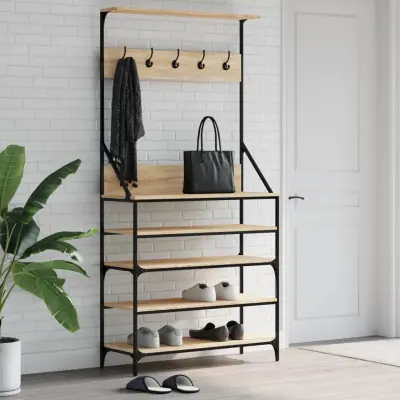 The Living Store Regal za oblačila s prostorom za čevlje son. hrast 90x34x184 cm - Regal Za Oblačila