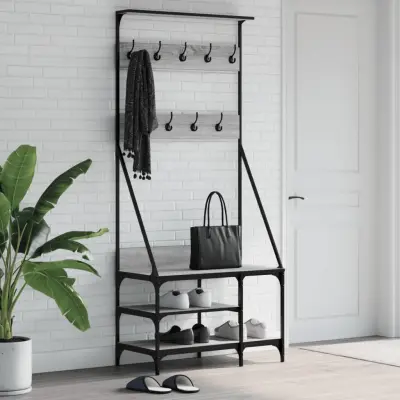 The Living Store Regal za oblačila s delom za čevlje siva sonoma 80x40x184 cm - Regal Za Oblačila