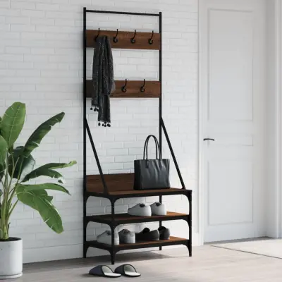 The Living Store Regal za oblačila s prostorom za čevlje rjav hrast 70x40x184 cm - Regal Za Oblačila