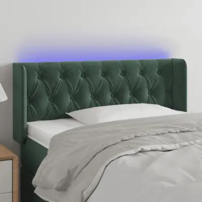 The Living Store LED posteljno vzglavje temno zeleno 103x16x78/88 cm žamet - LED Vzglavje