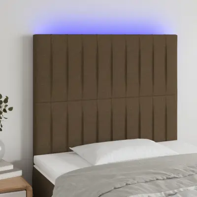 The Living Store LED posteljno vzglavje temno rjavo 90x5x118/128 cm blago - LED Vzglavje