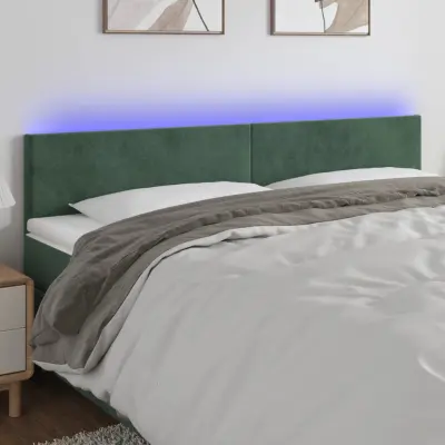 The Living Store LED posteljno vzglavje temno zeleno 180x5x78/88 cm žamet - LED Vzglavje