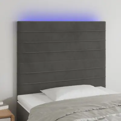 The Living Store LED posteljno vzglavje temno sivo 80x5x118/128 cm žamet - LED Vzglavje